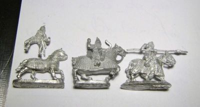 Arab Ghilman Cavalry Compared
Ghilman cavalry from 3 manufacturers. Left to right Khurasan Miniatures figure KM1, Museum Miniatures code PR0, 5Outpost code C11. 
Keywords: arab seljuk abbasid ayyubid dailami, ghaznavid, abbasid mamluk