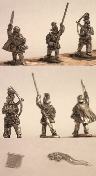 LIR Armoured infantry command
Figures from [url=http://khurasanminiatures.tripod.com/]Khurasan Miniatures[/url], pictures reproduced with their permission. LIR Armoured infantry command, ridged helmet, chainmail (includes one armoured infantryman, x 4)
Keywords: LIR