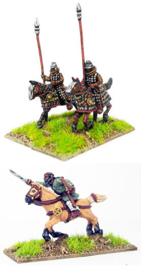 Kushan armoured and light cavalry
Figures from [url=http://khurasanminiatures.tripod.com/]Khurasan Miniatures[/url], pictures reproduced with their permission. Kushan armoured and light cavalry, 
as painted and based by [url=http://www.ravenpainting.co.uk/]Raven Painting[/url]
Keywords: kushan graeco, saka,