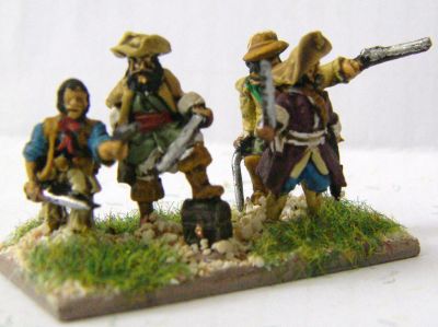 Pirate Infantry
Pirate figures. In this picture you have mostly Blue Moon with additional figures from  Grumpys (far left) and at the back on the right an Aces Edizione from Vexillia
Keywords:  Pirate