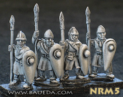 Norman Pedites or mercenary spearmen. 4 variants.
New Normans from Baueda, sculpted by M Campagna. Pictures with permission of [url=http://www.vexillia.ltd.uk]Vexillia[/url] 
Keywords:  Norman crusader 