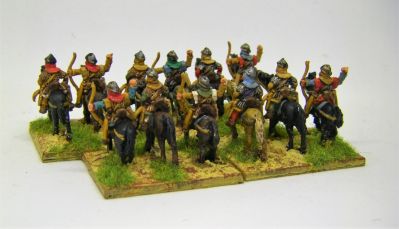  Carolingian mounted archers
They are jolly little fellows, very much "true" 15mm with just two poses in the pack (Code: CRL5) and come with separate horse and rider.
