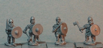 Viking Armoured Huscarls 
The former 50-Paces range. Photos provided by the manufacturer [url=http://www.baueda.com]Baueda[/url]. Figure codes as per illustration or filename. Pack of 8 figures (four different poses):
Keywords: Viking