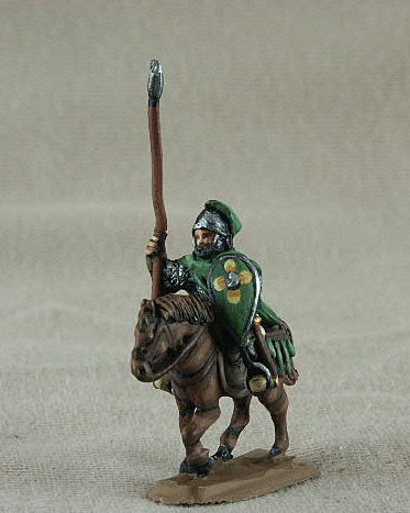 Late Byzantine Cavalry BYC01
Byzantines from the C12-13 range of [url=http://www.donnington-mins.co.uk/]Donnington[/url]. Figures supplied by the manufacturer, and painted by their own painting service. With mailshirt, lance, cloak, plumed helmet, almond shield

Keywords: Komnenan plbyzantine lbyzantine thematic