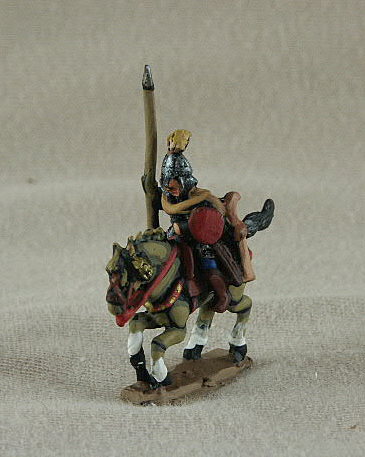 Romano-Byzantine Bucellarius/Cataphract 
Romano-Byzantines from [url=http://shop.ancient-modern.co.uk]Donnongton[/url] and painted by their painting service. RBC05 Bucellarius/Cataphract mail coat, lance, bow, plumed spangenhelm, buckler, cloak
 
Keywords: EBYZANTINE thematic