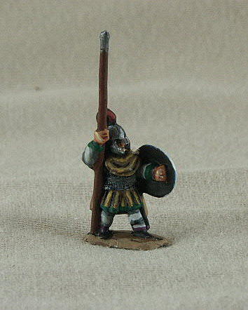 Romano-Byzantine Spearman mailshirt
Romano-Byzantines from [url=http://shop.ancient-modern.co.uk]Donnongton[/url] and painted by their painting service.  RBF06 Spearman mailshirt, pteruges, long spear, plumed spangenhelm, round shield, cloak
 
Keywords: EBYZANTINE thematic