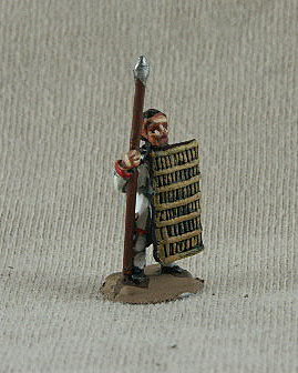 Sarmacizing Gothic Spearman
Sarmacizing Goths from [url=http://shop.ancient-modern.co.uk/]Donnington[/url]. Figures painted by their painting service. SGF03 Spearman
tunic, long spear, slightly smaller wicker shield, standing
Keywords: sarmatian gothcav