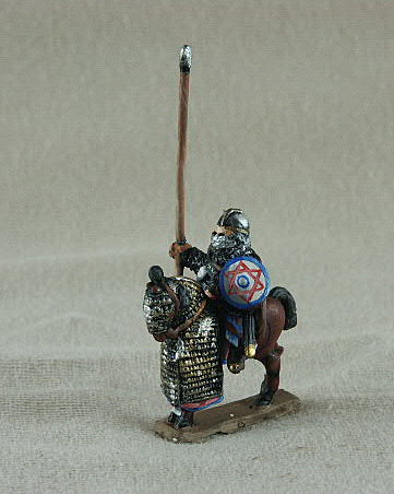 Sassanid SDC02 Clibinarius Cavalry
Sassanid from [url=http://www.donnington-mins.co.uk/]Donnington[/url]. One of their better ranges, pictures supplied by the manufacturer and painted by their painting service. With mail coat, lance, bow, helmet with aventail, shield

Keywords: Sassanid