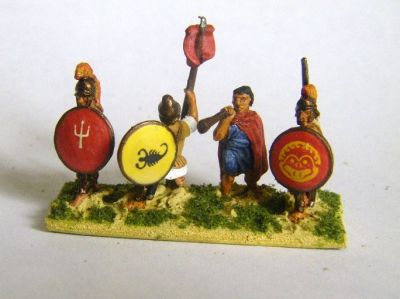Hellenistic Hoplite Officers
Painted by Martin van Tol , VVV Shield transfers
Keywords: Hfoot
