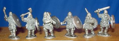 Saxon heavy infantry with swords and axes
Saxons from [url=http://www.splinteredlightminis.com]Splintered Light[/url]. Photos by permission of the manufacturer. 
Keywords: saxon