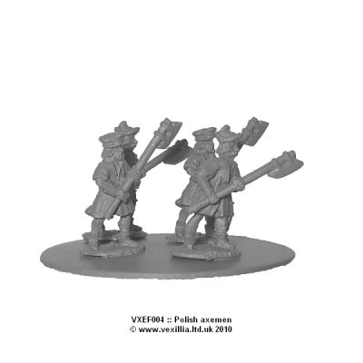 Later Polish Axemen
Polish range from [url=http://www.vexillia.ltd.uk/]Vexillia.co.uk[/url], sculpted by Clibinarium to match both Mirliton and Essex Miniatures Pictures used with permission of the manufacturer Polish axemen. 
(2 variants).
Keywords: LPolish medfoot