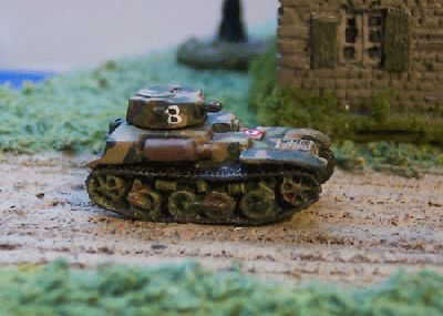 French AMR 33
From [url=http://www.pithead-miniatures.tk/]Pithead Miniatures[/url]
The AMR 33 was a light tank armed with a single machine gun used by the cavalry in the reconnaissance role. 
Keywords:  French