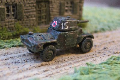 French Panhard P175
From [url=http://www.pithead-miniatures.tk/]Pithead Miniatures[/url]  The Panhard P178 armoured car was a modern design armed with a 25mm anti tank cannon. These vehicles were used by French cavalry formations and by the reconnaissance units of Infantry divisions. Many captured vehicles were also used by the German army during the early Russian campaign. 
Keywords:  French German