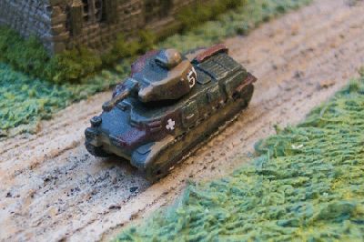 French Soma S35 
From [url=http://www.pithead-miniatures.tk/]Pithead Miniatures[/url]  The Somua S 35 was a medium cavalry tank . Armed with a 47mm anti tank gun and with 40mm thick cast armor, it is said to be the best tank produced in the 1930’s. Used to equip French cavalry divisions, the vehicle was deployed in mixed tank battalions operating alongside the H35 light tank
Keywords:  French