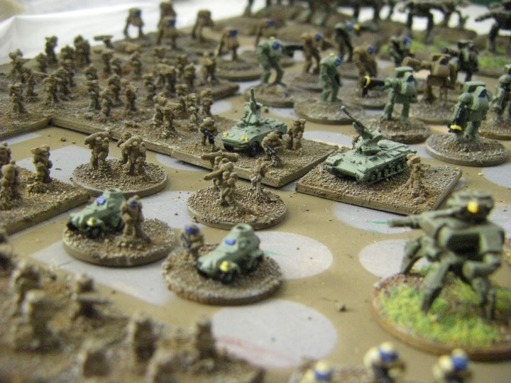 6mm, 1/300th, 1/300 Sci Fi GZG, Ground Zero Games NAC Power Armour Heavy Weapons being painted