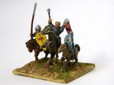 William the Conquerer
From Thistle & Rose.  The figure isn't produced any more. It was Thistle & Rose, which was distributed by Black Hat for a while in the UK, but the owner took back the license and they fell out of production. Flanked by 2 Dragons and Essex figures
Keywords: norman