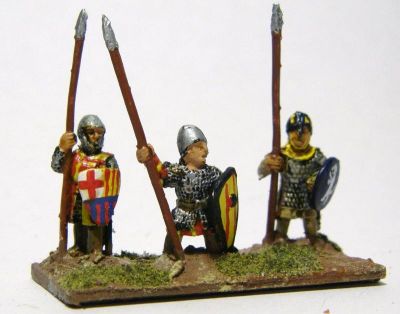 Catalan Almughavars 
Alain Touller Spearmen and Almughavars painted as armoured Catalans, some with FCB shields for added Catalan authenticity. 
Keywords: Catalan medfoot