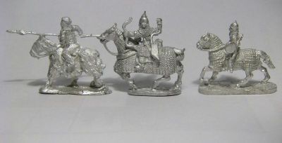 Arab Ghilman Cavalry Compared
Ghilman cavalry from 3 manufacturers. Left to right: 
Outpost code C11,
Museum Miniatures code PR05
Khurasan Miniatures figure KM1,  
Keywords: arab seljuk abbasid ayyubid mamluk, dailami, khurasanian