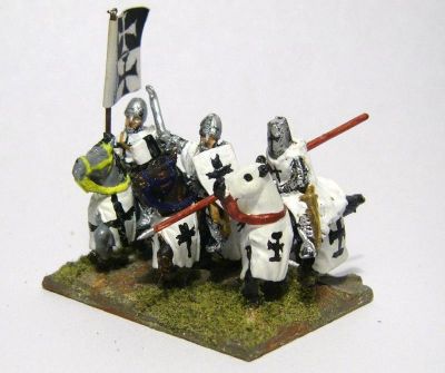 Teutonic Brother Knights 
Knights from [url=http://www.vexillia.ltd.uk/mirliton/index.html]the Vexilia-stocked Mirliton range [/url] and [url=http://www.atoufigs.com] Alain Toullers XI Century range Link through to the site where downloaded the flags at [url=http://www.madaxeman.com/wiki2/tiki-index.php?page=Later+Teutonic+Knights]FoG Wiki[/url]
Keywords: teuton