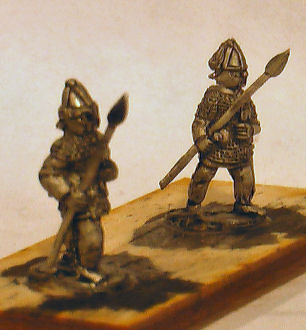LIR Armoured infantry advancing
Figures from [url=http://khurasanminiatures.tripod.com/]Khurasan Miniatures[/url], pictures reproduced with their permission. LIR Armoured infantry advancing, lancea, spangenhelm, chainmail (x 4) 
Keywords: LIR ebyzantine