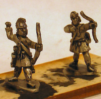 LIR Archer infantry shooting, ridged helmets 
Figures from [url=http://khurasanminiatures.tripod.com/]Khurasan Miniatures[/url], pictures reproduced with their permission. LIR Archer infantry shooting, ridged helmets (x 4)
Keywords: LIR EIR ebyzantine