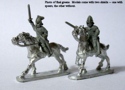 LIR Heavy cavalry spatha
Figures from [url=http://khurasanminiatures.tripod.com/]Khurasan Miniatures[/url], pictures reproduced with their permission. LIR Heavy cavalry spatha, chainmail and spangenhelm (x 2)
Keywords: LIR