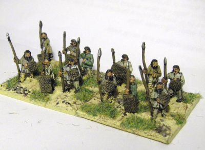 Sarmatian/Alan infantry  with wicker shields 
Khurasan Miniatures KM-205 Sarmatian/Alan Spear-armed Infantrymen Standing KM-206 
Keywords:  Avar Sarmatian Alan 