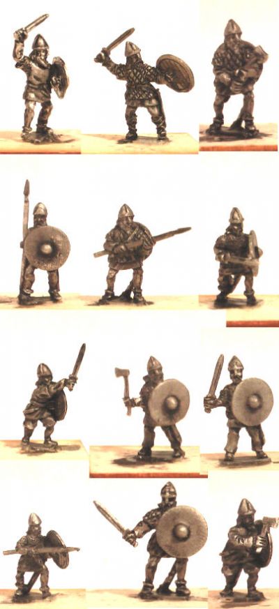 Viking Infantry from Khurasan Miniatures
New vikings from [url=http://khurasanminiatures.tripod.com/viking.html]Khurasan Miniatures[/url]. Viking Bondi/Raider/Hird/Leidang etc. infantry block, mixture of weapons (x 24, twelve different poses in each pack)
Keywords: Viking