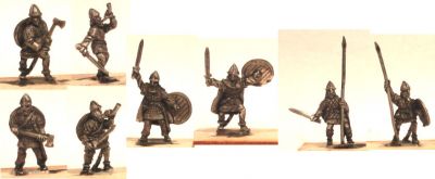 Viking Infantry from Khurasan Miniatures
New vikings from [url=http://khurasanminiatures.tripod.com/viking.html]Khurasan Miniatures[/url]. Viking Command (x 8, two different sets of standard/musician/commander/axe-bearing hirdsman, eight different poses)
Keywords: Viking