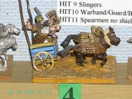 HIT04 Chariot 2 horse 3 crew Hittites 
Picts of [url=http://www.spanglefish.com/mickyarrowminiatures/]Mick Yarrow Miniatures[/url] from the manufacturers site, with permission of Mick Yarrow
Keywords: hittite