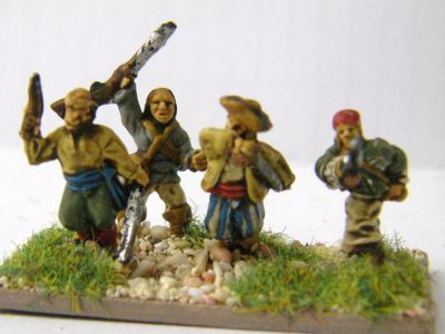 Pirate Infantry
Pirate figures. In this picture you have mostly Blue Moon with additional figures from Peter Pig (far right) and Grumpys (holding rifle at rear)
Keywords:  Pirate