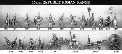 Republican Roman  Range from Tin Soldier
Range from Tin Soldier. For figure codes see their website at [url=http://www.tinsoldieruk.com/]Tin Soldier UK[/url]
Keywords: MRR LRR