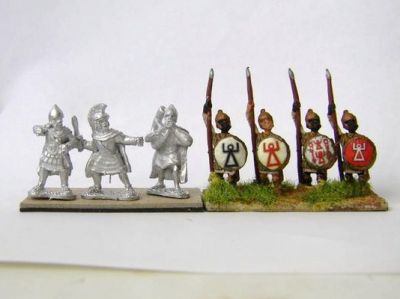 Unpainted Xyston Carthaginian standard bearers and musicians
New castings from Xyston - review samples, photographed as received. Some are compared with Essex figures - they are slightly larger.
Keywords: LCART ECART carthage