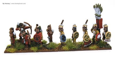 Aztec warriors - Arrow Knights & Jaguar Knights
Aztecs painted by [url=http://www.heresybrush.com/]Heresy Brush[/url] from Spain. 
Keywords: aztec