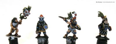 Aztec warriors 
Aztecs painted by [url=http://www.heresybrush.com/]Heresy Brush[/url] from Spain. 
Keywords: aztec