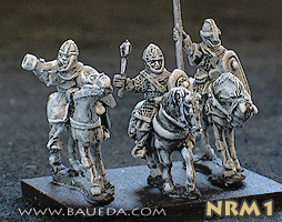 Norman mounted command. 3 variants
New Normans from Baueda, sculpted by M Campagna. Pictures with permission of [url=http://www.vexillia.ltd.uk]Vexillia[/url] 
Keywords:  Norman crusader 