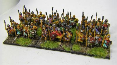 Carolingian Infantry Spearmen
Just about usable for Franks or Saxons etc - the distinctive Carolingian helmets only appear on the Forged in Battle unit, not the Baueda ones 
