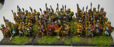 Carolingian Infantry Spearmen
Just about usable for Franks or Saxons etc - the distinctive Carolingian helmets only appear on the Forged in Battle unit, not the Baueda ones 
Keywords: Saxon