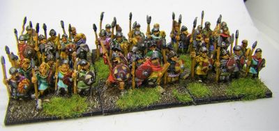 Carolingian Infantry Spearmen
Just about usable for Franks or Saxons etc - the distinctive Carolingian helmets only appear on the Forged in Battle unit, not the Baueda ones 
Keywords: Saxon