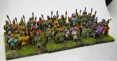 Carolingian Infantry Spearmen
Just about usable for Franks or Saxons etc - the distinctive Carolingian helmets only appear on the Forged in Battle unit, not the Baueda ones 
Keywords: Saxon, Frank