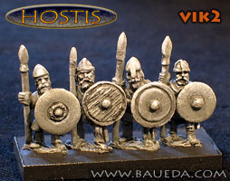 Viking Spearmen Shieldwall 
The former 50-Paces range. Photos provided by the manufacturer [url=http://www.baueda.com]Baueda[/url]. Figure codes as per illustration or filename.
Keywords: Viking