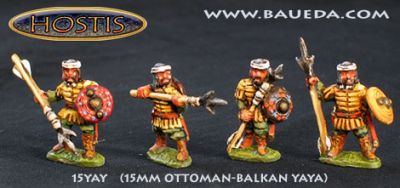 Ottoman-Balcan Yaya 
Photos kindly supplied by the manufacturer [url=http://www.baueda.com]Baueda[/url]. Ottoman-Balcan Yaya as they may have appeared in late 14th - early 15th Century armed with incendiary Javelins
Keywords: Ottoman