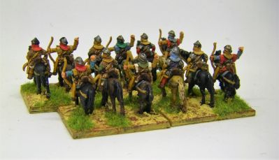  Carolingian mounted archers
They are jolly little fellows, very much "true" 15mm with just two poses in the pack (Code: CRL5) and come with separate horse and rider.
