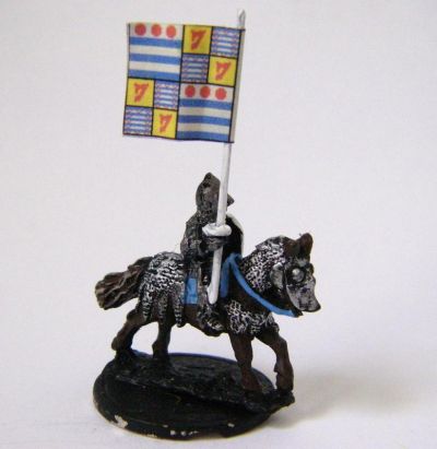 New Era Donnington Medieval knight with chainmail
"New Era" figures from [url=http://www.donnington-mins.co.uk/]Donnington[/url], from their medieval range. This one has the cast-on vamplate on the figure's hand, which is drilled out to take a lance 
Keywords: barded