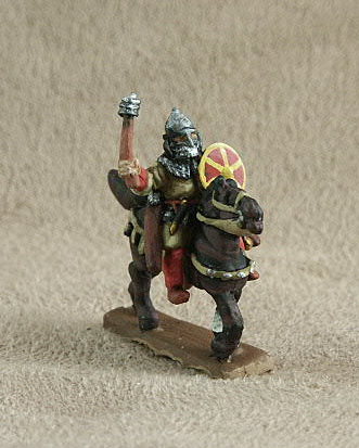 DMC17 Mounted Khurasami/Arab/Officer
From Donningtons Arab range. Pictures with permission of the [url=http://shop.ancient-modern.co.uk/arabs-76-c.asp]Donnington Miniatures[/url] and painted by their painting service. With tunic over mail, waving mace, bow, helmet with mail aventail and face guard, buckler


Keywords: abbasid arab ayyubid