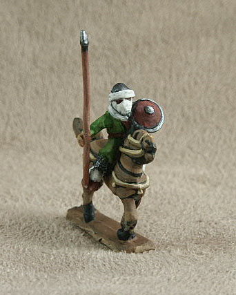 Arab DMC18 Ansar Cavalry
From Donningtons Arab range. Pictures with premission of the [url=http://shop.ancient-modern.co.uk/arabs-76-c.asp]Donnington Miniatures[/url] and painted by their painting service. With tunic over mail coat, lance, turbaned helmet with mail face guard, buckler
Keywords: abbasid arab ayyubid bedouin berber fatimid mamluk seljuk umayyad