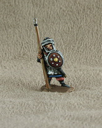 DMF07 Berber Spearman
From Donningtons Arab range. Pictures with permission of the [url=http://shop.ancient-modern.co.uk/arabs-76-c.asp]Donnington Miniatures[/url] and painted by their painting service. With mail coat, spear, turbaned helmet, round buckler
Keywords: abbasid arab ayyubid bedouin berber fatimid mamluk seljuk umayyad