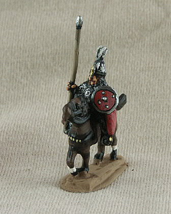 DSC08 Magyar Cavalry
Avars & Magyars from [url=http://shop.ancient-modern.co.uk/steppe-peoples-78-c.asp]Donnington[/url]. Pictures with permission of the manufacturer, painting by their own Painting Service. mail coat, spear, bow, plumed helmet, round shield

Keywords: Avar ebulgar ehungarian gothcav lsarmatian magyar lbulgar