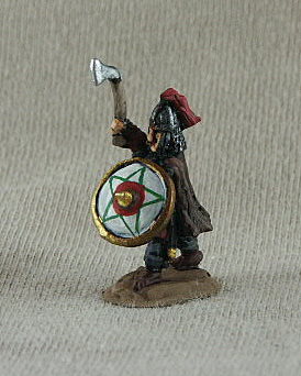 Gothic Infantry GOF01 Chieftain/Officer
Gothic Foot from [url=http://www.donnington-mins.co.uk/]Donnington[/url] painted by their painting service mail shirt, fransisca, spangenhelm, cloak, shield

Keywords: gothfoot moldavian slav visigoth
