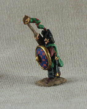 Gothic Infantry GOF02 Standard Bearer
Gothic Foot from [url=http://www.donnington-mins.co.uk/]Donnington[/url] painted by their painting service. In tunic, dragon standard, spangenhelm, cloak, shield
Keywords: gothfoot moldavian slav visigoth lgoth